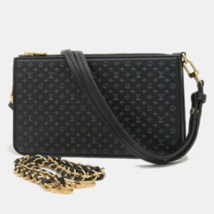 luxury-women-louis-vuitton-used-handbags-p1145156-004 Louis Vuitton Black Nanogram Leather Pochette Lexington Chain Shoulder Bag