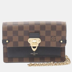 Louis Vuitton Brown Damier Ebene Canvas Portefeuille Vavin Chain Shoulder Bag