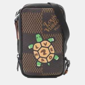 Louis Vuitton Brown and Multicolor Damier Giant Canvas NIGO Double Phone Shoulder Bag