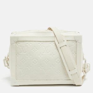 louis vuitton powder white monogram taurillon leather soft trunk bag