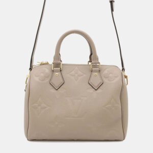 Louis Vuitton Tourterelle Monogram Empreinte Leather Speedy Bandouliere 25 Satchel Bag