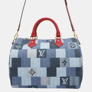 Louis Vuitton Blue/Red Monogram Denim Speedy Bandouliere 30 Handbag