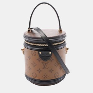 luxury-women-louis-vuitton-used-handbags-p1150755-003 Louis Vuitton Brown Black Monogram Reverse Coated Canvas Leather Cannes Handbag