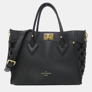 Louis Vuitton Black Monogram Leather On My Side MM Handbag