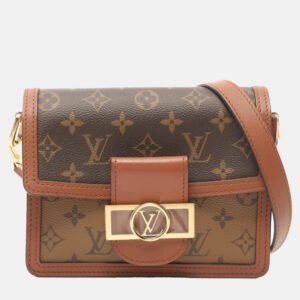 luxury-women-louis-vuitton-used-handbags-p1150795-001 Louis Vuitton Brown Beige Monogram Reverse Canvas Dauphine Mini Shoulder Bag