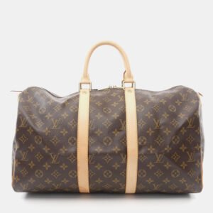 Louis Vuitton Brown Monogram Leather Keepall 45 Travel Bag
