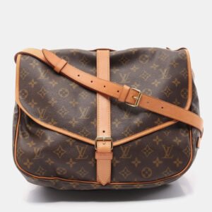 luxury-women-louis-vuitton-used-handbags-p1151681-006 Louis Vuitton Brown Monogram Leather Saumur 35 Shoulder Bag