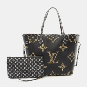 Louis Vuitton Brown Black Monogram Jungle Neverfull MM Tote Bag