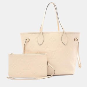 Louis Vuitton Ivory Monogram Empreinte Leather Neverfull MM Tote Bag