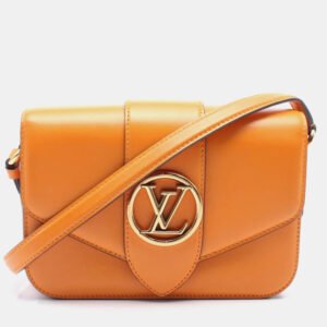 luxury-women-louis-vuitton-used-handbags-p1153682-003 Louis Vuitton Summer Gold Smooth Calfskin LV Pont 9 Shoulder Bag