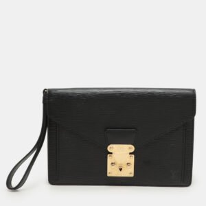 Louis Vuitton Black Epi Leather Sellier Dragonne Clutch