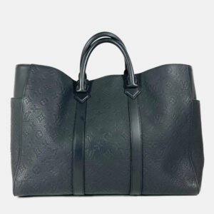 Louis Vuitton Black Taurillon Leather Monogram Sac Plat 24H Tote Bag