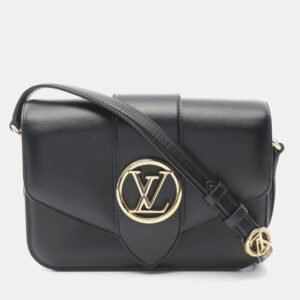 Louis Vuitton Black Leather Smooth Calfskin LV Pont 9 Shoulder Bag