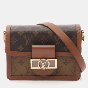 Louis Vuitton Coated Canvas Leather Monogram Reverse Dauphine Mini Shoulder Bag