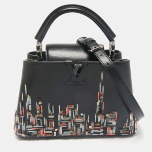 Louis Vuitton Black Leather Beaded Skyline Capucines BB Bag