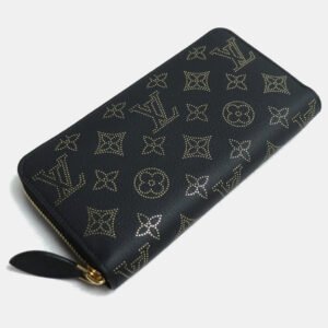 Louis Vuitton Black/Gold Monogram Mahina Leather Long Round Zippy Wallet