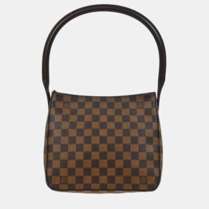 luxury-women-louis-vuitton-used-handbags-p1159108-012 Louis Vuitton Damier Ebene Canvas Looping MM Handbag