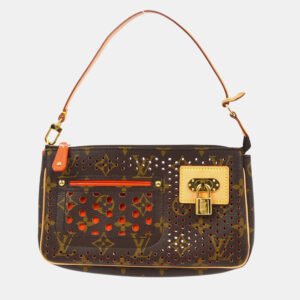 Louis Vuitton Orange/Brown Monogram Perforated Canvas Pochette Accessoires Shoulder Bag