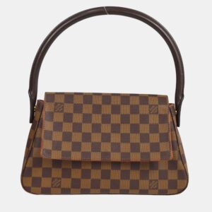 luxury-women-louis-vuitton-used-handbags-p1159114-004 Louis Vuitton Damier Ebene Canvas Mini Looping Handbag