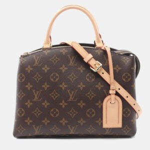 Louis Vuitton Brown Coated Canvas Leather Monogram Petit Palais PM Handbag