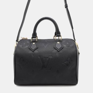 Louis Vuitton Noir Monogram Empreinte Leather Speedy Bandouliere Size 25