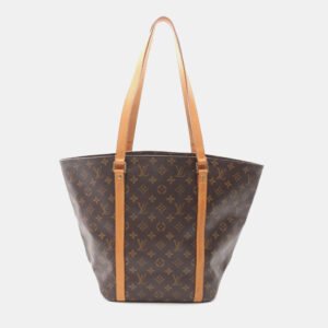 Louis Vuitton Sac Shopping Tote Shoulder Bag Monogram Leather Brown