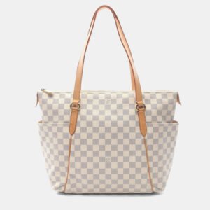 Louis Vuitton Totally MM White Damier Azur Canvas Tote Bag