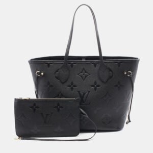 Louis Vuitton Neverfull MM Noir Monogram Empreinte Leather Tote Bag