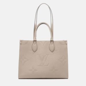 Louis Vuitton Onthego MM Beige Monogram Empreinte Leather Tote Bag