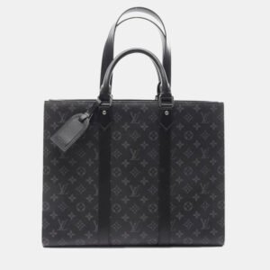Louis Vuitton Sac Plat 24H Black Monogram Eclipse Canvas Tote Bag