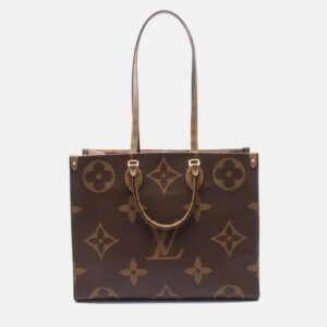 Louis Vuitton OnTheGo GM Brown Beige Coated Canvas Tote Bag