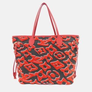 Louis Vuitton Neverfull MM Red/Black Coated Canvas Tote Bag