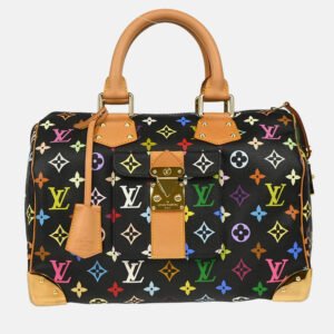 Louis Vuitton Speedy 30 Black Monogram Multicolor Handbag