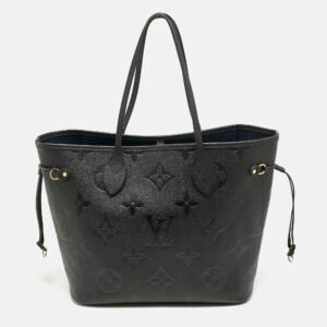 Louis Vuitton Black Monogram Giant Empreinte Leather Neverfull MM Bag