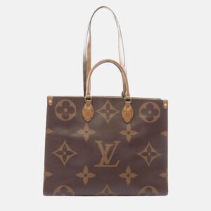 Louis Vuitton On The Go GM Coated Canvas Brown/Beige Monogram Giant Reverse Tote Bag