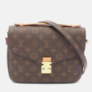 Louis Vuitton Pochette Metis MM Brown Coated Canvas Leather Monogram Handbag