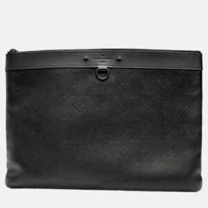 Louis Vuitton Black Monogram Shadow Leather Discovery Pochette Clutch Bag