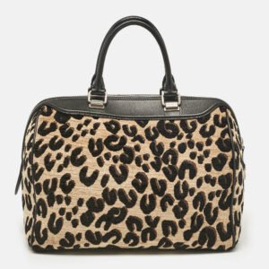 Louis Vuitton Beige/Black Leopard Print Jacquard Velvet Stephen Sprouse Speedy Bag