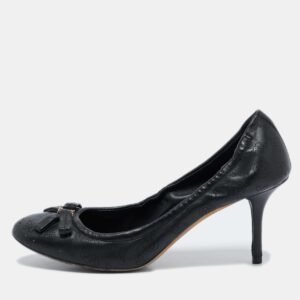 louis vuitton black monogram perforated leather elba pumps size 37