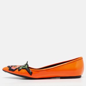 Louis Vuitton Orange Patent Leather Stephen Sprouse Rose Ballet Flats Size 35.5