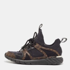Louis Vuitton Black/Brown Fabric and Monogram Canvas Aftergame Sneakers Size 36