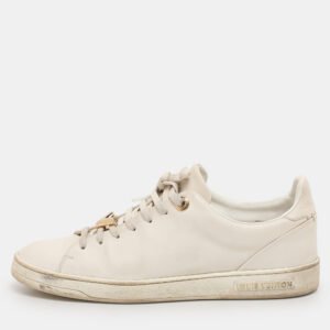 Louis Vuitton White Leather Frontrow Low Top Sneakers Size 38.5