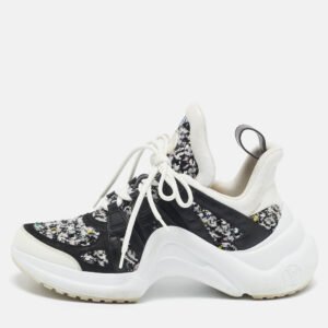 louis vuitton multicolor leather and tweed archlight high top sneakers size 40