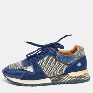 Louis Vuitton Two Tone Leather and Calf hair Run Away Sneakers Size 35.5