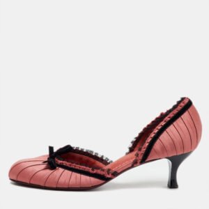 Louis Vuitton Rose Pink/Black Satin Balmoral Bow Pumps Size 40