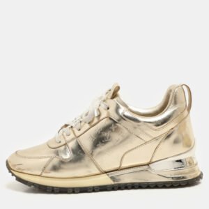 Louis Vuitton Gold Metalic Leather Run Away Low Top Sneakers Size 36