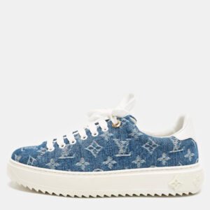 Louis Vuitton Blue Monogram Denim Time Out Sneakers Size 38.5