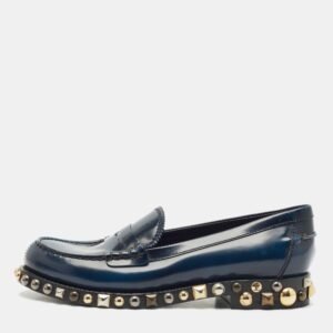 Louis Vuitton Blue/Black Ombre Leather Studded Penny Loafers Size 38