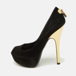 Louis Vuitton Black Suede Oh Really! Platform Peep Toe Pumps Size 35