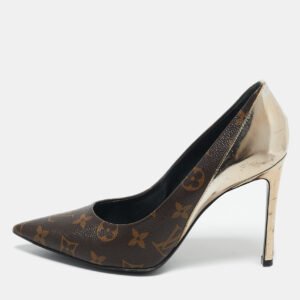 Louis Vuitton Gold Monogram Canvas and Leather Ch&eacute;rie Pumps Size 38.5